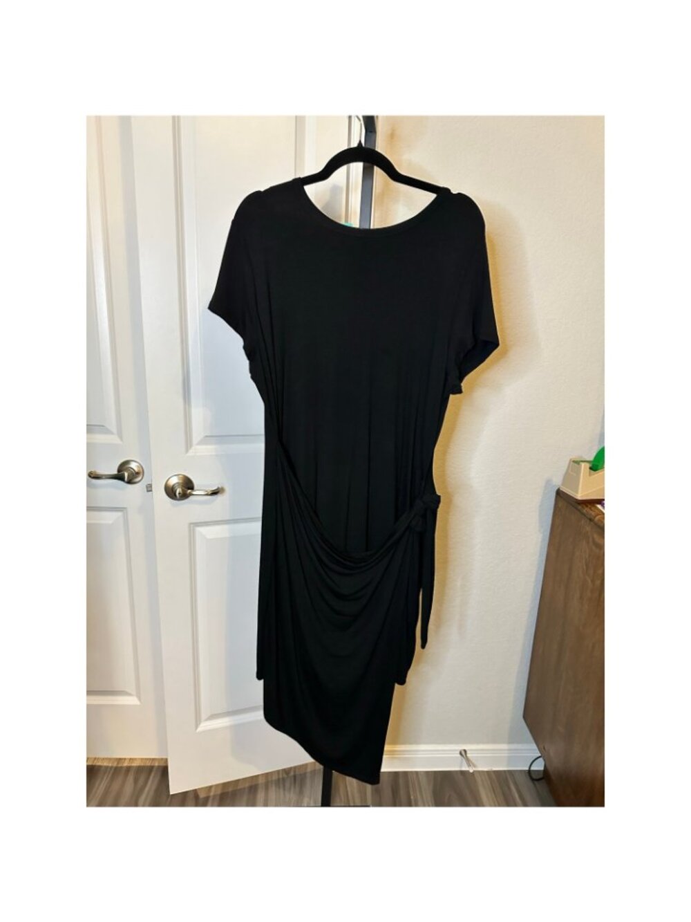 Maurices 24/7 NWT Black Knit Wrap Tie Dress Boho Sz XL Prairie Festival Western - Picture 2 of 8